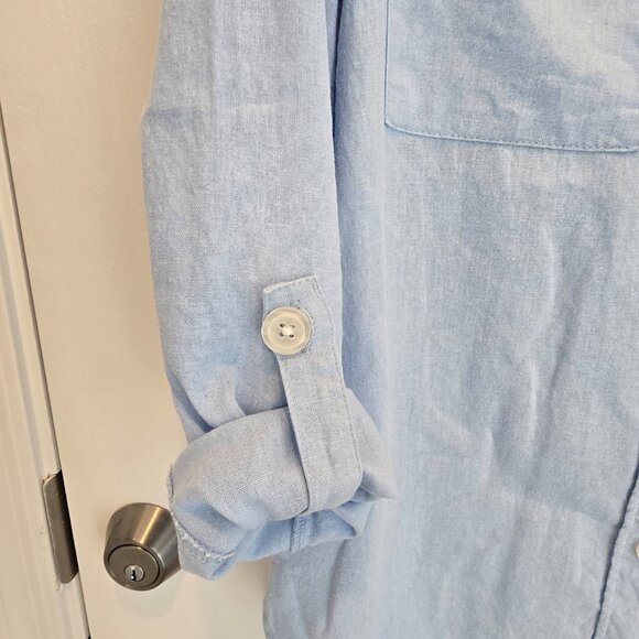 Jones NY Women's Light Blue Button-Up Shirt XS  3/4 Sleeve Cotton Blend Casual - Picture 6 of 13